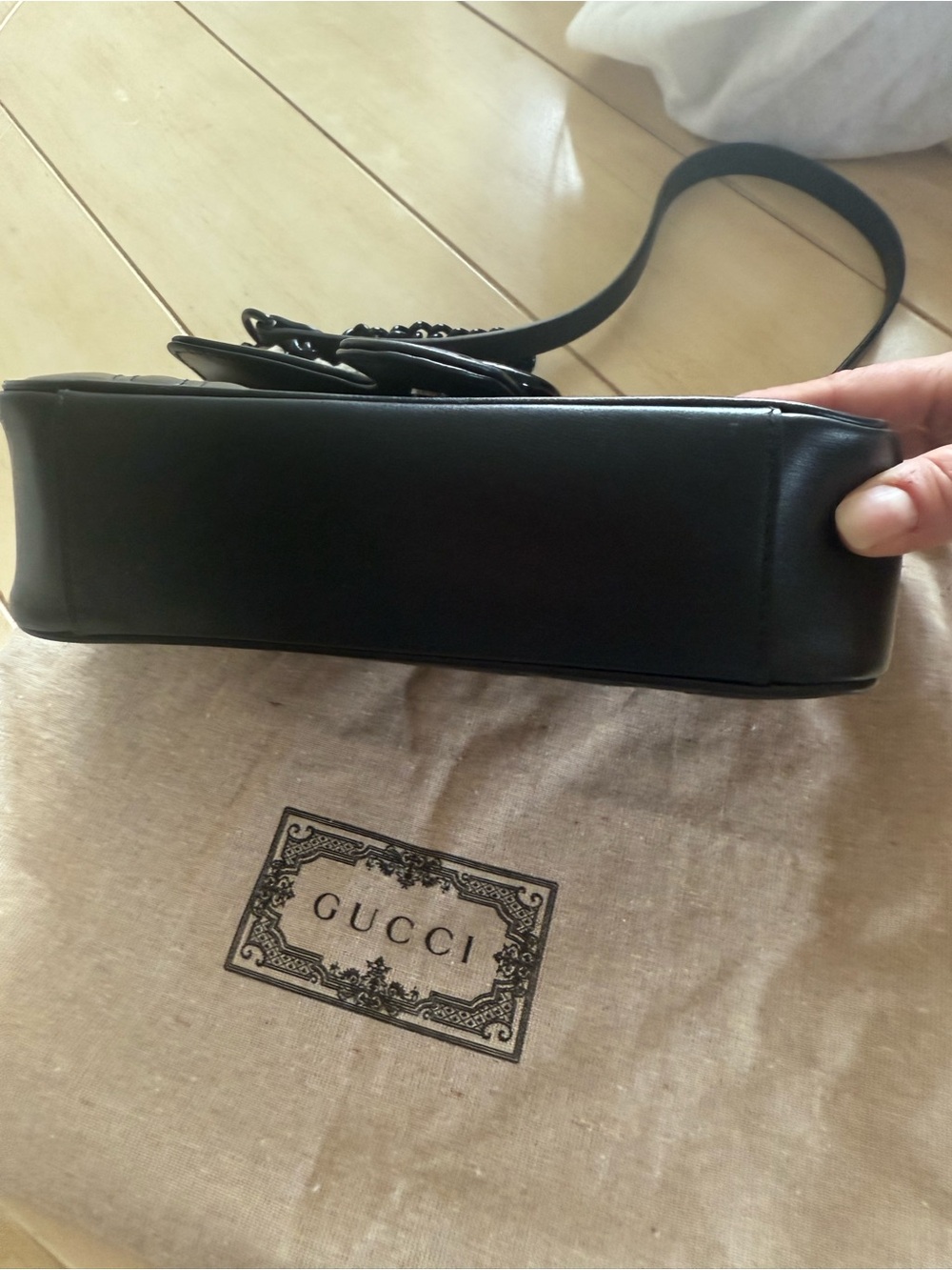 Gucci Marmont Black Quilted Leather Crossbody Bag with Chain Strap - Picture 8 of 11